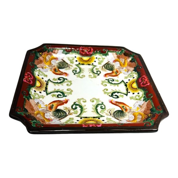 Vintage Hua Ping Tang Zhi Chinese Hand Painted Decorative Plate Rooster Design - Picture 6 of 8